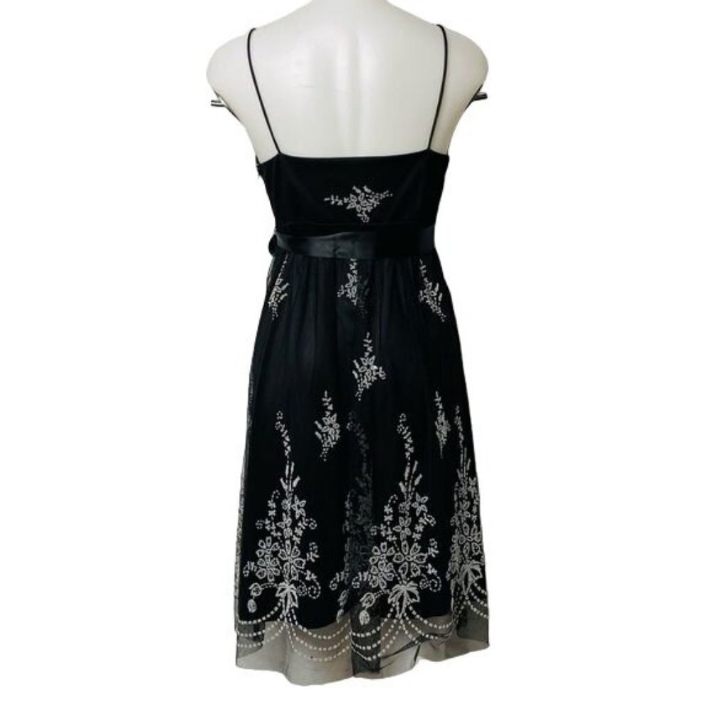 Onyx Sparkle Beaded Floral Little Black Party Dress Size 10 - Picture 12 of 14